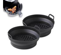 Tower Foldable Round Air Fryer Trays, Pack of in Black, Size 2, Silicone | Charlies