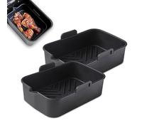 Tower Air Fryer Rectangle Silicone Trays Set of 2 in Black | Charlies