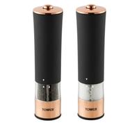 Tower Electric Salt and Pepper Mill, Stainless Steel, Soft-Touch Body, Rose Gold and Black, T847003RB