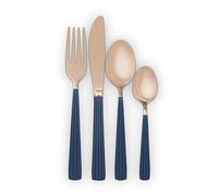 Tower T859015MNB Cavaletto Stainless Steel 16 Piece Cutlery Set, Midnight Blue & Rose Gold