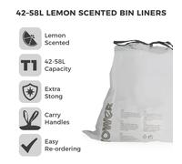 Tower T878000 4258L Lemon Scented Heavy Duty Drawstring Bin Liners 20