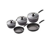 Tower T900110 Precision 5 Piece Non-Stick Forged Aluminium Pan Set with Black Diamond Coating, Soft Grip Handles, Black