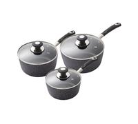 Tower T900111 Precision 3 Piece Non-Stick Forged Aluminium Pan Set with Black Diamond Coating, Soft Grip Handles, Black