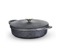 Tower Shallow Casserole Dish with Aluminium Lid, Lightweight Cast Aluminium, 28cm, Black, Graphite T900191