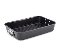 Tower T943002HG52 28cm Roaster and Rack with Handles, Made in Aluminised Steel with Non-Stick Coating, Black