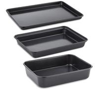 Tower T943029B1 Precision Plus 3 Piece Bakeware Set, Aluminised Steel with Non-Stick Coating, Black