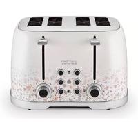 Tower Terrazzo 4-Slice Toaster 1600W - White | Defrost, Reheat, Self-Centering