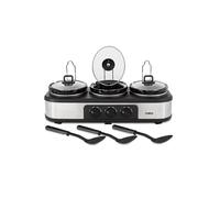 Tower Tower T16015 Three Pot Slow Cooker with Independent Temperature Controls, Keep Warm Function, 4.5L, Stainless Steel black