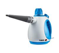 Tower THS10 Handheld Steam Cleaner, Includes Crevice Tool, Flexible Hose, 1050 W, Brush Tool, Microfiber Cloth, Blue, 250 ml Capacity