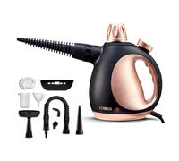 Tower THS10 Handheld Steam Cleaner with 9 Accessories, 250ml Water Tank, 3 Minute Heat-up, 1050W, Blush Gold, T134000BLG