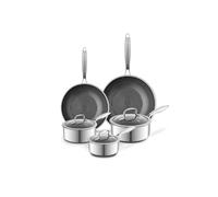 Tower Ti-Clad 5 Piece Hybrid Cookware Set | Titanium-Infused Tri-Ply Induction Frying & Saucepans, CeramiShield™ Pro Non-Stick, Metal Utensil Safe, T900342GRY