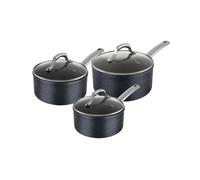 Tower TruStone 3-Piece Saucepan Set, 16, 18 & 20cm, Non-Stick with Lids in Violet Black