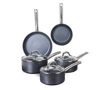 Tower TruStone 5-Piece Pan Set, 16, 18 & 20cm Saucepans with Lids & 20/28cm Frying Pans, Non-Stick in Violet Black