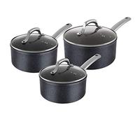 Tower Trustone Induction Pot Set, Non Stick, Easy to Clean, Dishwasher Safe, Violet Black, 3 Piece, 16/18/20 cm