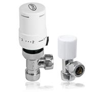 Tower TRVPACK Thermostatic Radiator Valve Set with Lockshield, 10-15mm, White TRV Head, 7C-28C Range (Code 05-VCH-418)