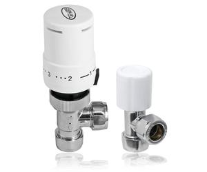 Tower TRVPACK Thermostatic Radiator Valve Set with Lockshield, 10-15mm, White TRV Head, 7C-28C Range (Code 05-VCH-418)