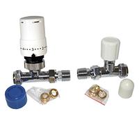 Tower TRVPACKST Straight Thermostatic Radiator Valve with Lockshield - White