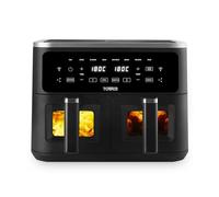 Tower Vortx Vizion 9L Dual Basket Air Fryer with Digital Control Panel, 8 Cooking Pre-sets, Sync Function & Match Cook Function, Shake Reminder, 2400W, Black, T17177