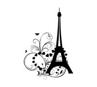 Tower Wall Sticker Nursery Children Bedroom Paris Hearts Butterfly Vinyl Wall Decals Romantic Decor Living Room Background Small - 28x42cm
