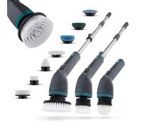 Tower Whiziwand XL Electric Spin Scrubber, 2 Speed Settings, 7 Interchangeable Heads, Rechargeable Cordless Design, Telescopic Handle, Waterproof (IPX8), Anthracite & Teal, T769014TL