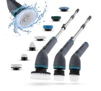 Tower Whiziwand XL Electric Spin Scrubber, 2 Speed Settings, 7 Interchangeable Heads, Rechargeable Cordless Design, Telescopic Handle, Waterproof (IPX8), Anthracite & Teal, T769014TL