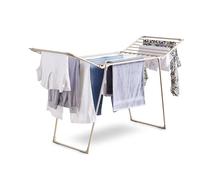 Tower Winged Airer with 27 Clip Slots, 4 Hanging Slots, Flat Top and Two Side Wings Foldable, Latte