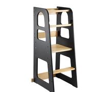 Tower Wooden Step Stool 3 Adjustable Heights Kitchen Stool for Kitchen Counter Perfect Parent Helper Black