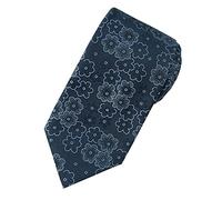 Towergem Extra Long Men's Tie Woven Jacquard Blue Florals Necktie XL 63"