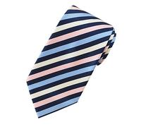 Towergem Extra Long Men's Tie Woven Jacquard Blue/pink Striped Necktie XL 63"