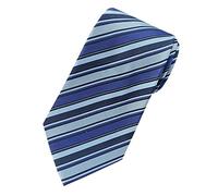 Towergem Extra Long Men's Tie Woven Jacquard Blue Striped Necktie XL 63"