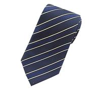 Towergem Extra Long Men's Tie Woven Jacquard Blue/yellow Striped Necktie XL 63"