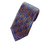 Towergem Extra Long Men's Tie Woven Jacquard Gold/blue Paisley Necktie XL 63"