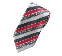 Towergem Extra Long Men's Tie Woven Jacquard Gray/red Striped Necktie XL 63"