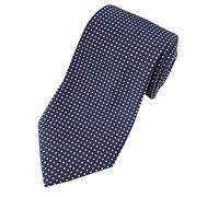 Towergem Extra Long Men's Tie Woven Jacquard Navy blue Dots Necktie XL 63"