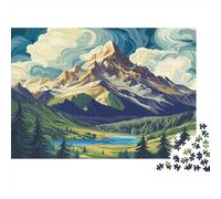 Towering Mountain Peaks,Puzzles Ridges Covered with Snow Gemusterte Nachhaltige Puzzles Für Erwachsene Hochwertige Holzspielpuzzles 1000pcs (75x50cm)