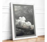 Towering Storm Clouds Minimalist Framed Wall Art Print A4 (29.7×21cm) White, Wall Decor for Living Room, Bedroom, Office & Home, Ready to Hang, Art Gift