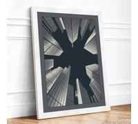 Towers Converging Industrial Framed Wall Art Print A3 White Frame