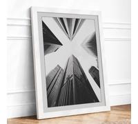 Towers Converging Modern Framed Wall Art Print A3 White Frame