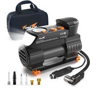 TowerTop Tyre Inflator 12V Heavy Duty 3X Faster Car Tyre Pump | 1 Min Fast Inflation, 10.1 Ft Long Cord, ±1PSI High Precision Pressure Gauge, 30 Mins Continuous, Auto Shut-off, Storage Bag