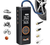 TowerTop Tyre Inflator Air Compressor: 2.5X Faster Inflation 150PSI Cordless Bike Pump with 7800mAh Rechargeable Battery Car Tyre Pump for Car Bike Motorcycle Ball Pickup and Truck(Black)