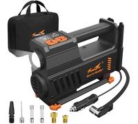 TowerTop Tyre Inflator Air Compressor: 5X Faster Heavy Duty 12V Car Tyre Pump, Auto-Stop & Memory, High Precision Gauge, 500lm LED Torch, 3.5M Cord, All-in-One Design 30S Fast Inflation with Handbag