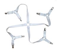 Toweter 3-Way Adjustable Elastic Under Mattress Bed/Fitted Sheet Fastener,Crisscross Bed Sheet Straps Suspenders,Slipcover Fastener(White)