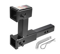 Towever 84131P Trailer 2 inches Dual Hitch Receiver Adapter Extender for Towing and Riser for Bicycle Rack, Extra Long Towing Accessories with Pin and Clip