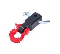 Towing Eye Cover 2" Shackle Receiver Recovery Shackle Block Double Hole Powder Coat Hitch Receiver Block Hitch Pin D-Ring For SUV Tow Hook Cover(RED)