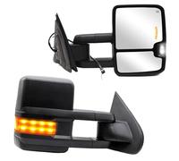 Towing Mirrors Compatible Compatible With Chevrolet C/K 1988-1998 GMC 1500/2500/3500 Pair Power Chrome LED Clearance Signals Tow(A Pair Of Black)