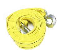 Towing Rope 3.5m 11.5ft, Auto Emergency Strap with Hook, Polyester and Steel Cable, Yellow - Durable Vibration Absorption, Safety Latch Hook, Universal Use
