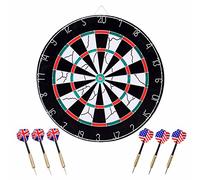 ToWinle 18 inch dartboard, double sided dartboard with 6 steel darts