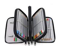 ToWinle Super Large Capacity Pencil Case 72 Slots, Coloured Pencils Holder, Student Stationary Case, Extra Large Pen Storage Bag for Pencils, Coloured Pencils, Markers Pen, Ballpoint Pen - Black