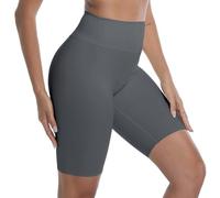 Towintec High Waisted Cycling Shorts for Women Tummy Control Tights Ladies Running Leggings Ice Comfort Strech Biker Pants Buttery Soft Shaping Undershorts for Athletic Yoga Workout Sports Gray