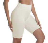 Towintec High Waisted Cycling Shorts for Women Tummy Control Tights Ladies Running Leggings Ice Comfort Strech Biker Pants Buttery Soft Shaping Undershorts for Athletic Yoga Workout Sports White